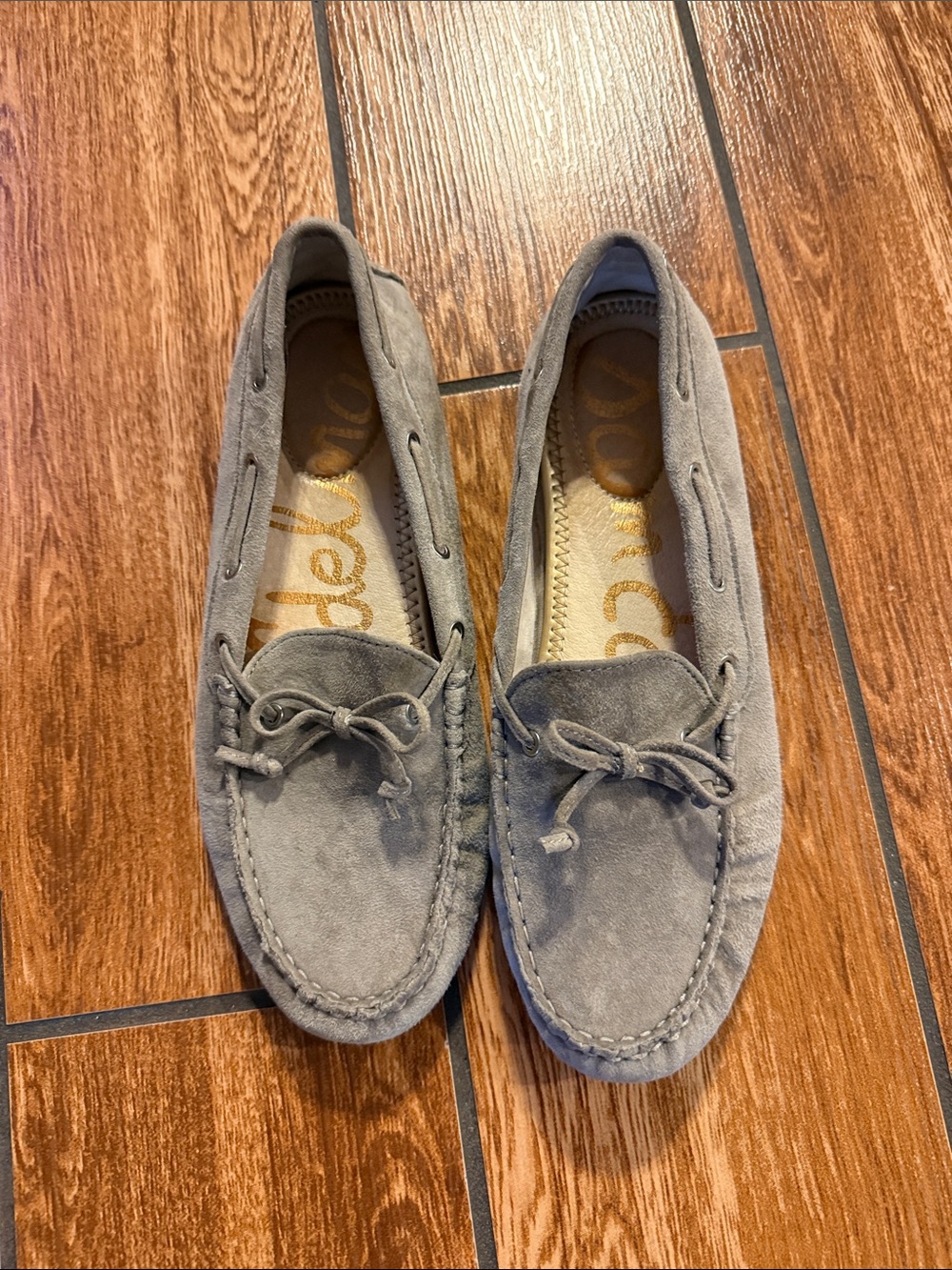 Gray Suede Moccasin Loafers